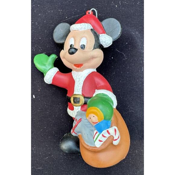 Vtg Mickey Mouse in Santa Suit Christmas Ornament The Walt Disney Co. 3-3/4” LO2 - Picture 1 of 9